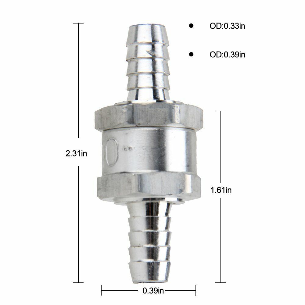 3/8" Fuel Check Valve One Way Inline Non Return Diesel Gasoline Silver 10mm