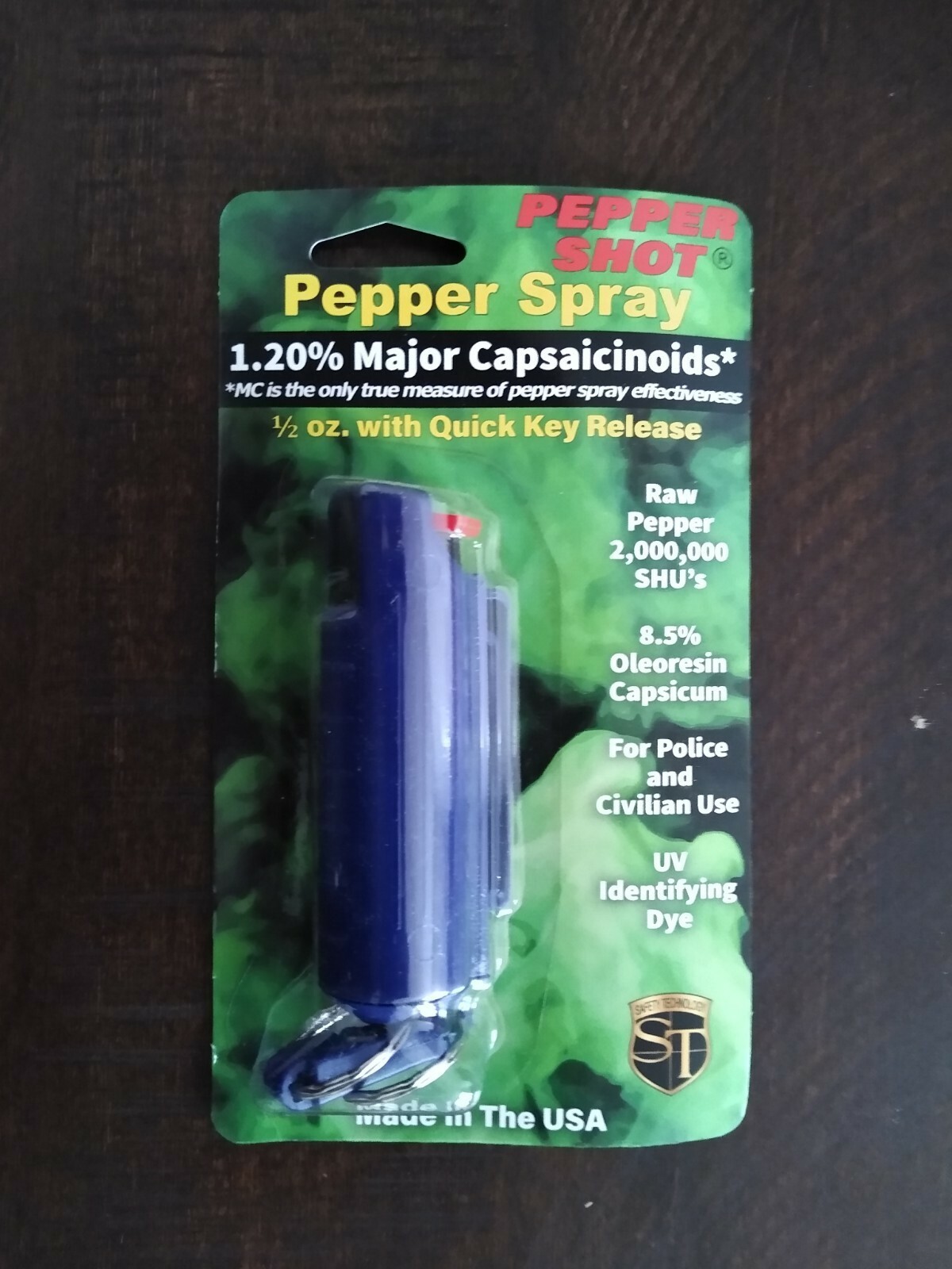 Pepper Shot Spray Keychain Self Defense Personal Security Protection Blue