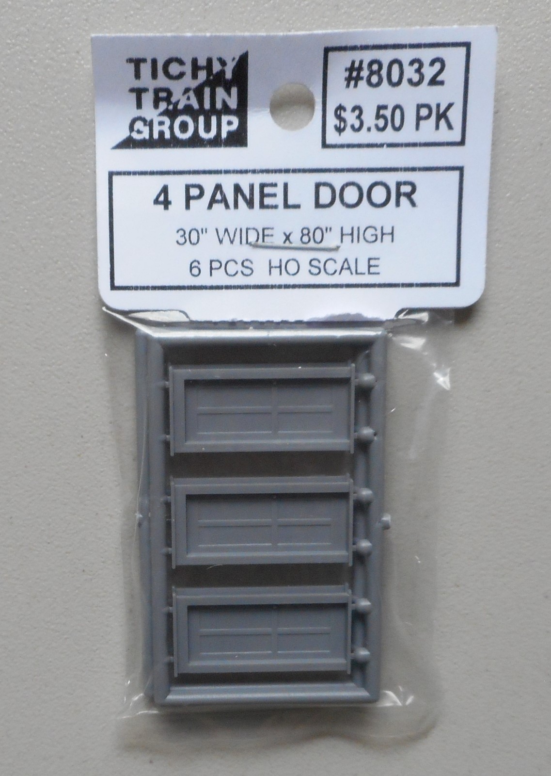 6 Four Panel Door w FRAME HO 1:87 SCALE LAYOUT DIORAMA TICHY TRAINS 8032