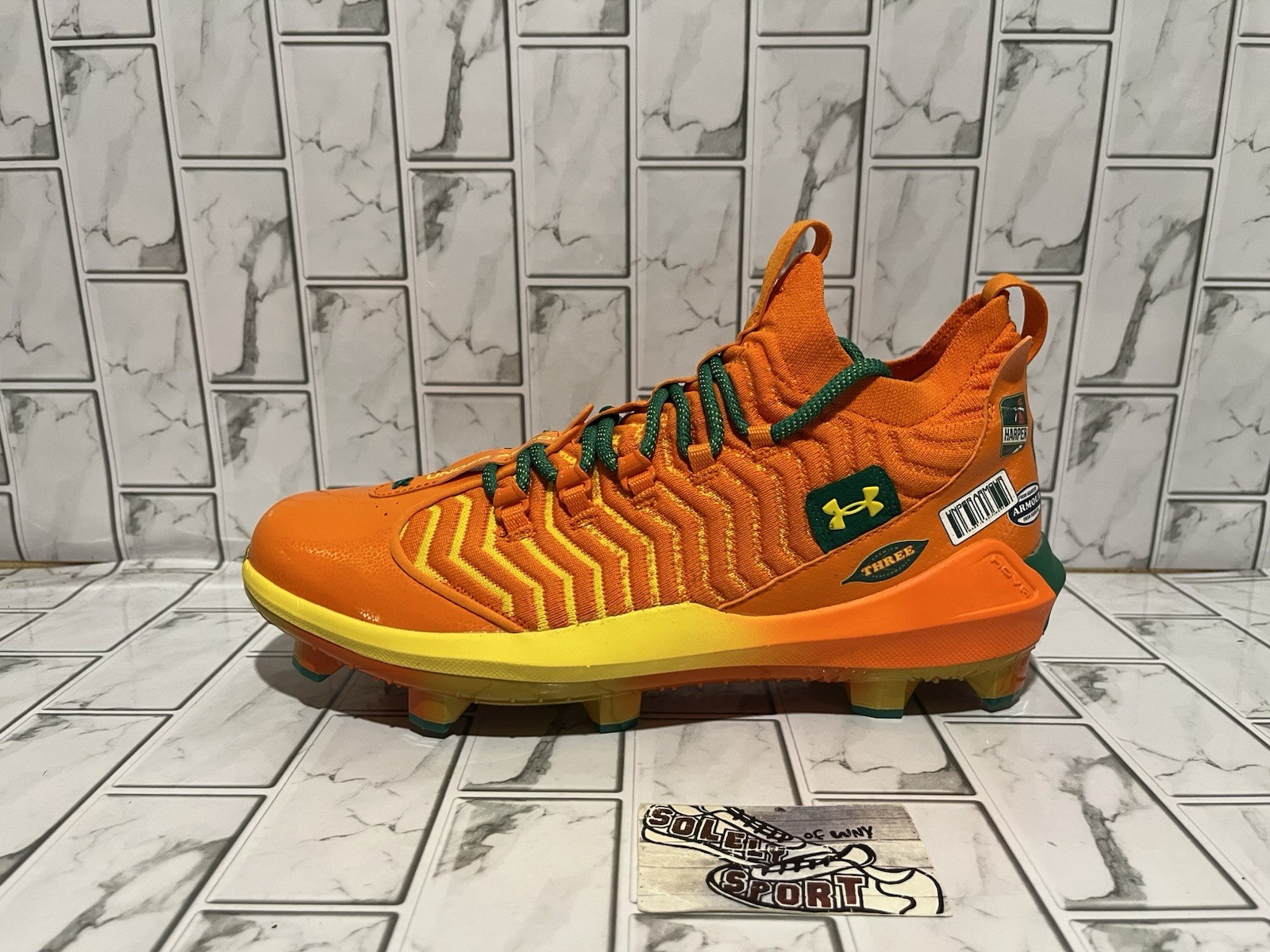 New UA Bryce Harper 9 Pro Juice Baseball Cleats Shoes Orange Mens 3028410-800