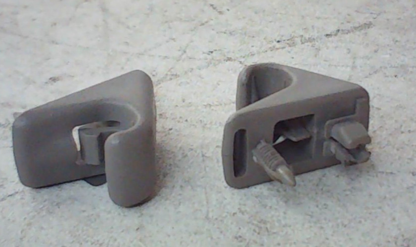 Rare 1998-02 Toyota Corolla Chevy Prizm Sun Visor Clip Gray Pair W/O Screws OEM