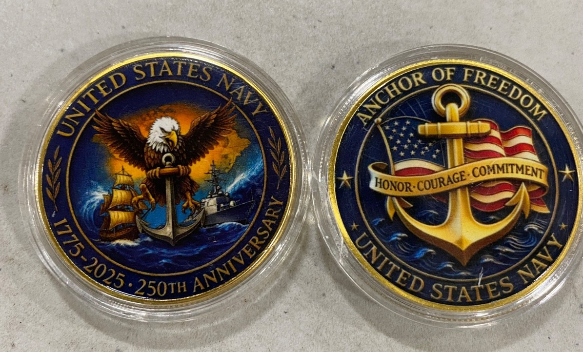 US Navy Challenge Coin 250th Anniversary Medal Anchor Freedom collectible