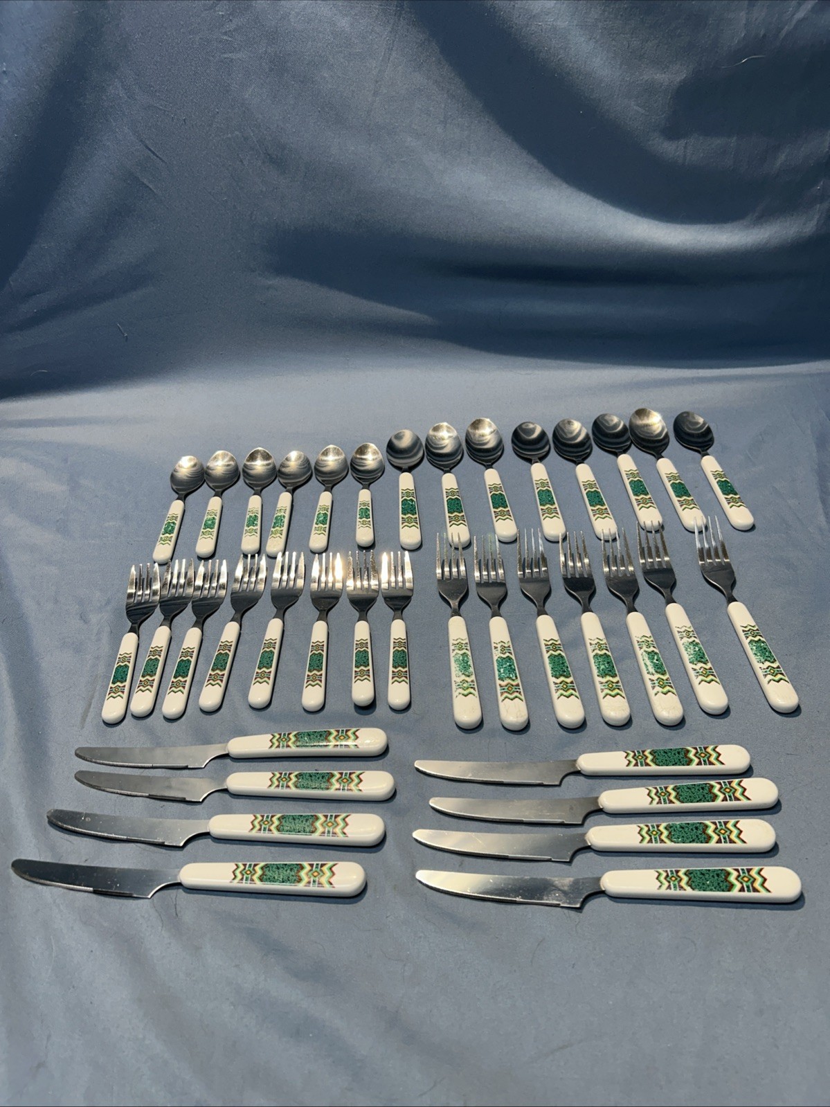 37 Piece Southwest Plastic Handle Stainless Steel Flatware Set