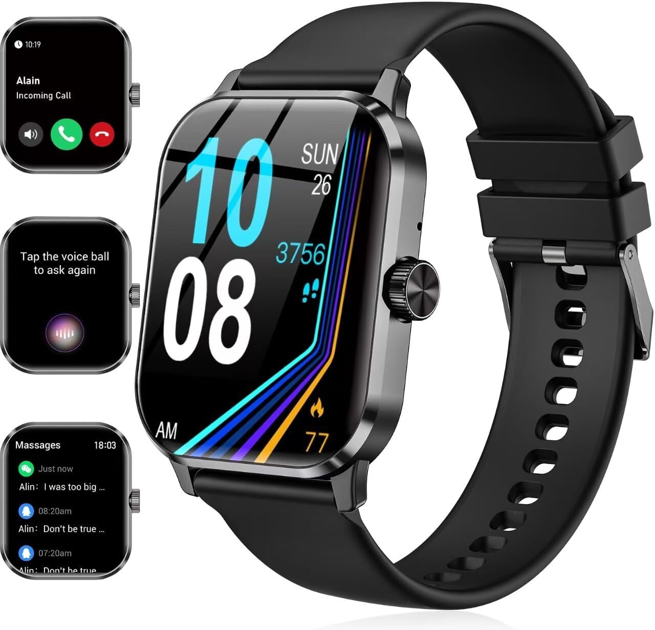 Smart Watch for Men and Women, 1.96" HD Fitness Tracker with Bluetooth Calls