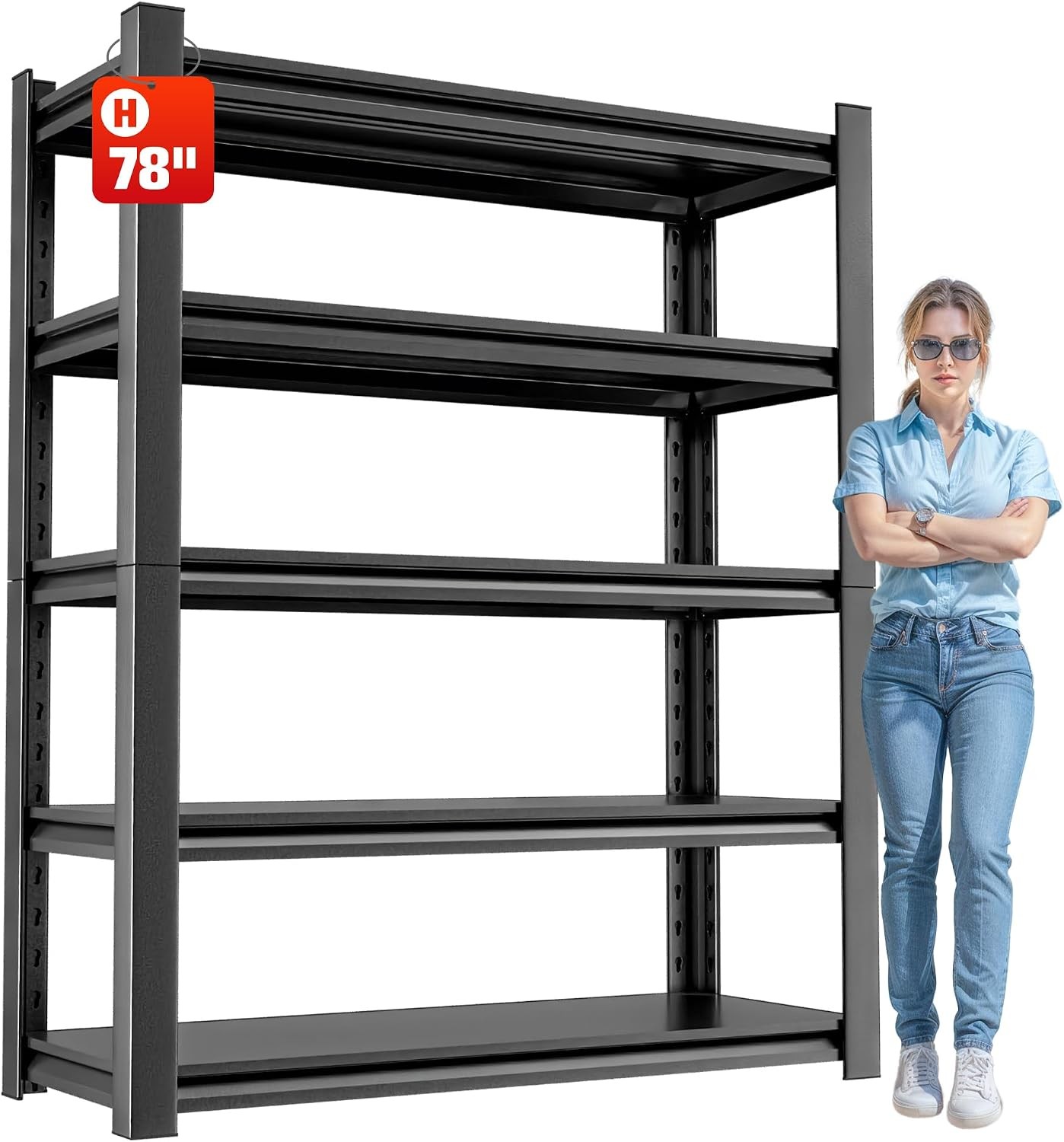 Heavy Duty Metal Storage Shelf,5 Tier Industrial Shelving Unit - Garage Shelving