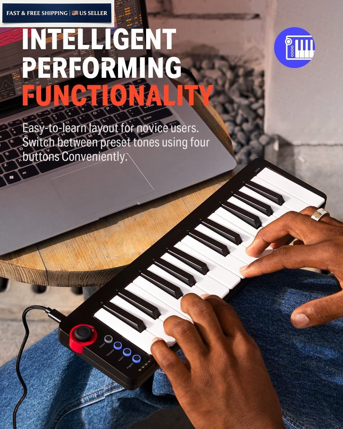 Donner Mini MIDI Keyboard N-25, 25 Key Controller Gifts for Black