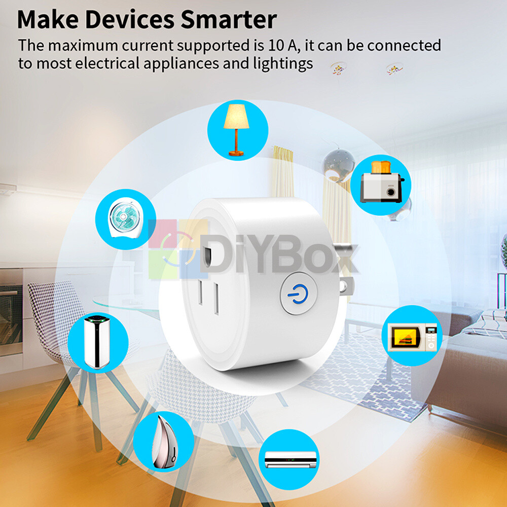 10A Smart Plug Voice Wifi Mini Socket Outlet Remote Timer with metering US Plug