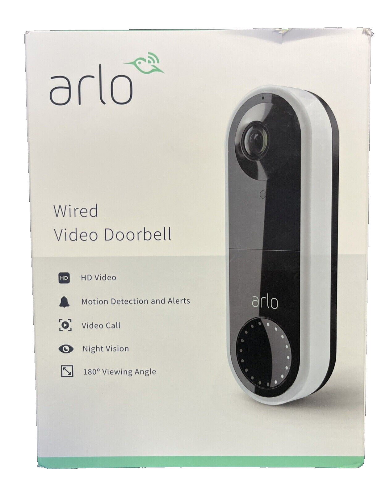 Arlo Essential Wired Smart Video Doorbell HD Video, Night Vision, 2 Way Audio