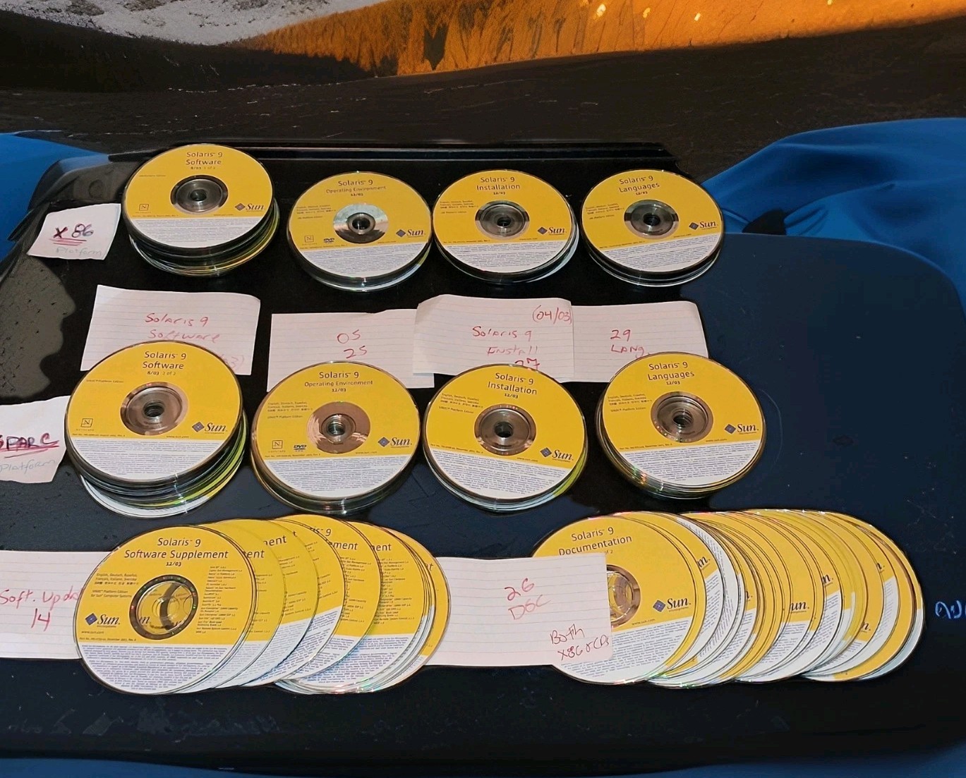 SUN Microsystems SOLARIS 9 -BOTH X86 & SPARC Platform Ed. 176 DISCS bundle Lot