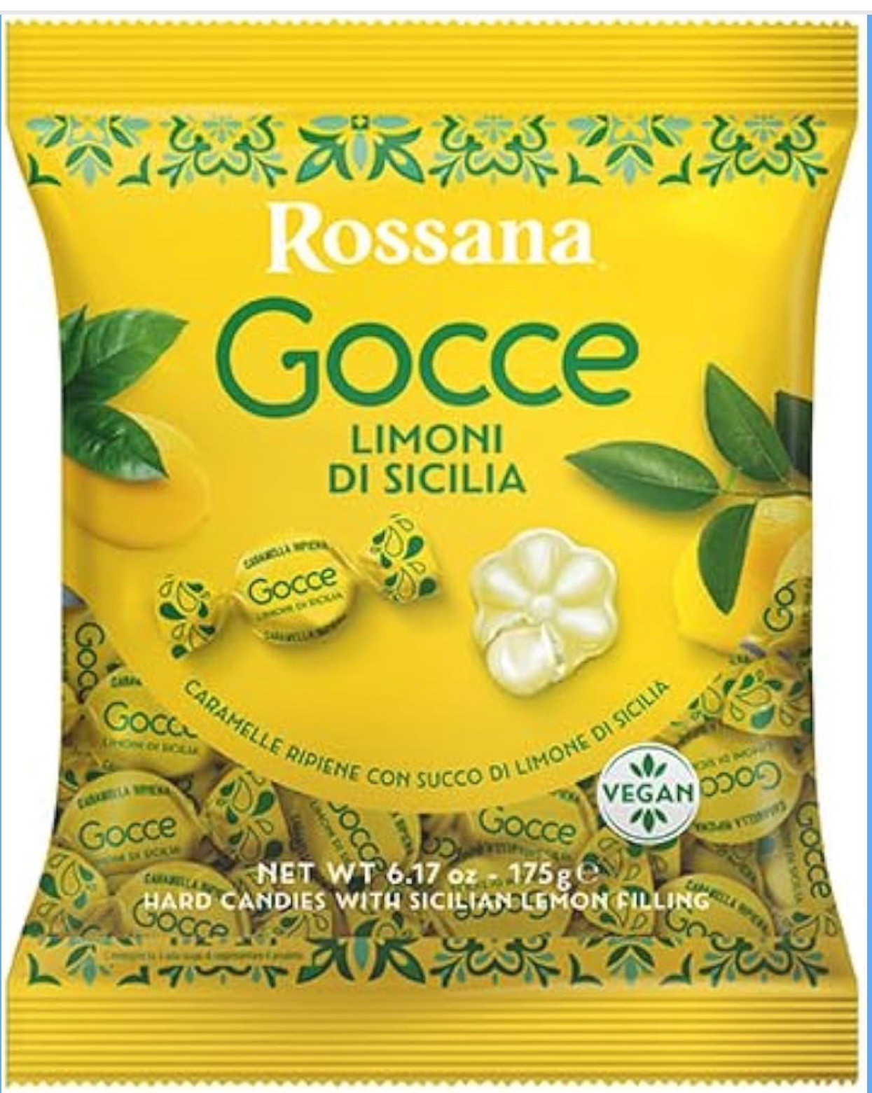 Rossana Gocce 🍋 Limoni Di Sicilia 🍋 Flavor Filled Vegan Candy 175g (6.17oz)