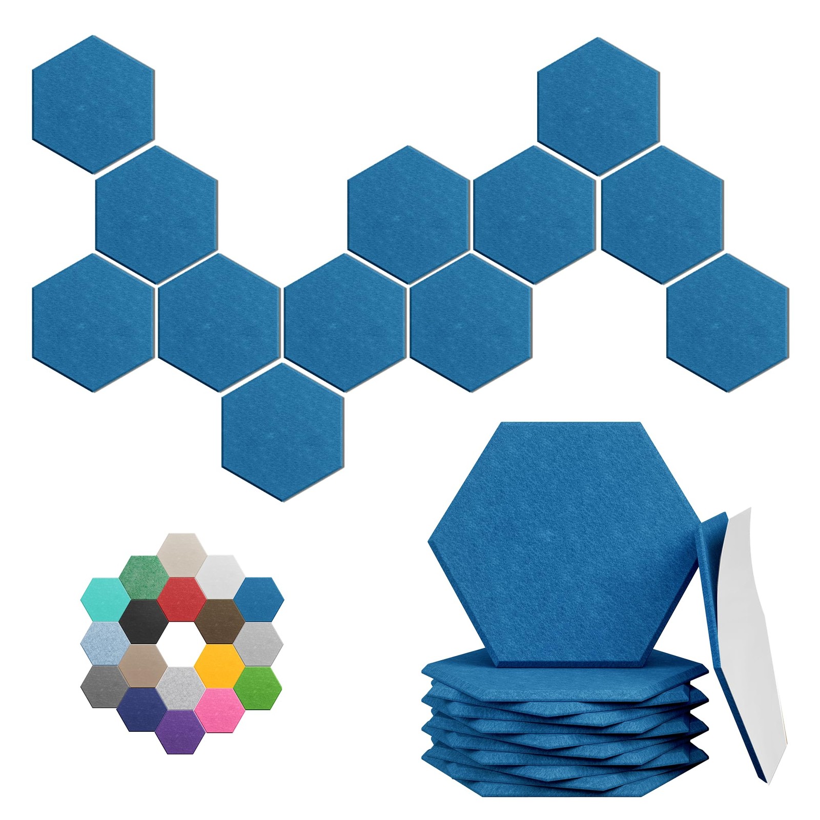 Hexagonal Acoustic Panels-12 Pack High-Density Sound Absorbing Panels 12"X10"...