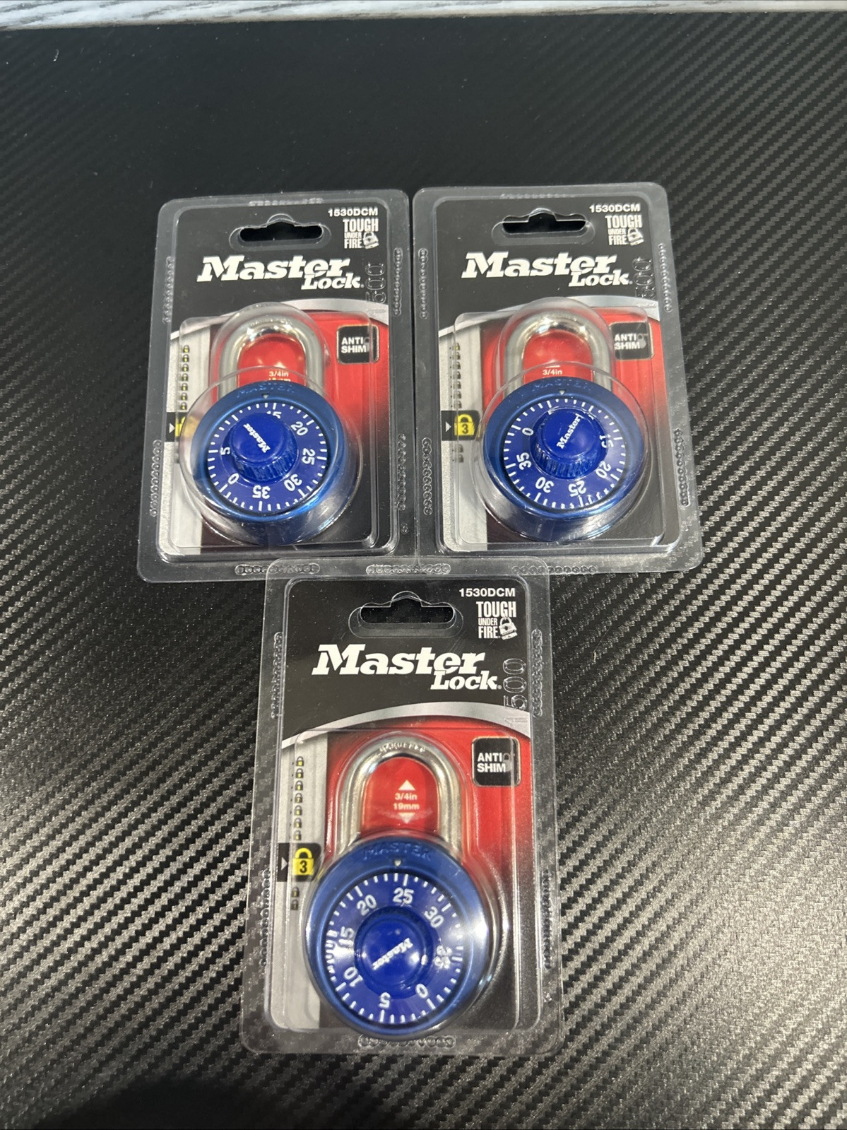 Lot of 3 - Master Lock Combination Padlock  Anti-Shim 3/4 in. 1530DCM