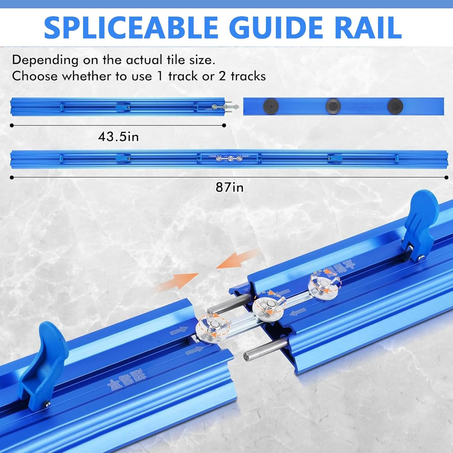 87-In Manual Tile Cutter for Large Format Ceramic & Porcelain Tile - Double Rail