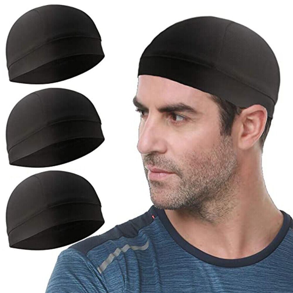 3PCS Men Skull Cap Helmet Liner Quick Drying Outdoor Cycling Running Beanie Hat