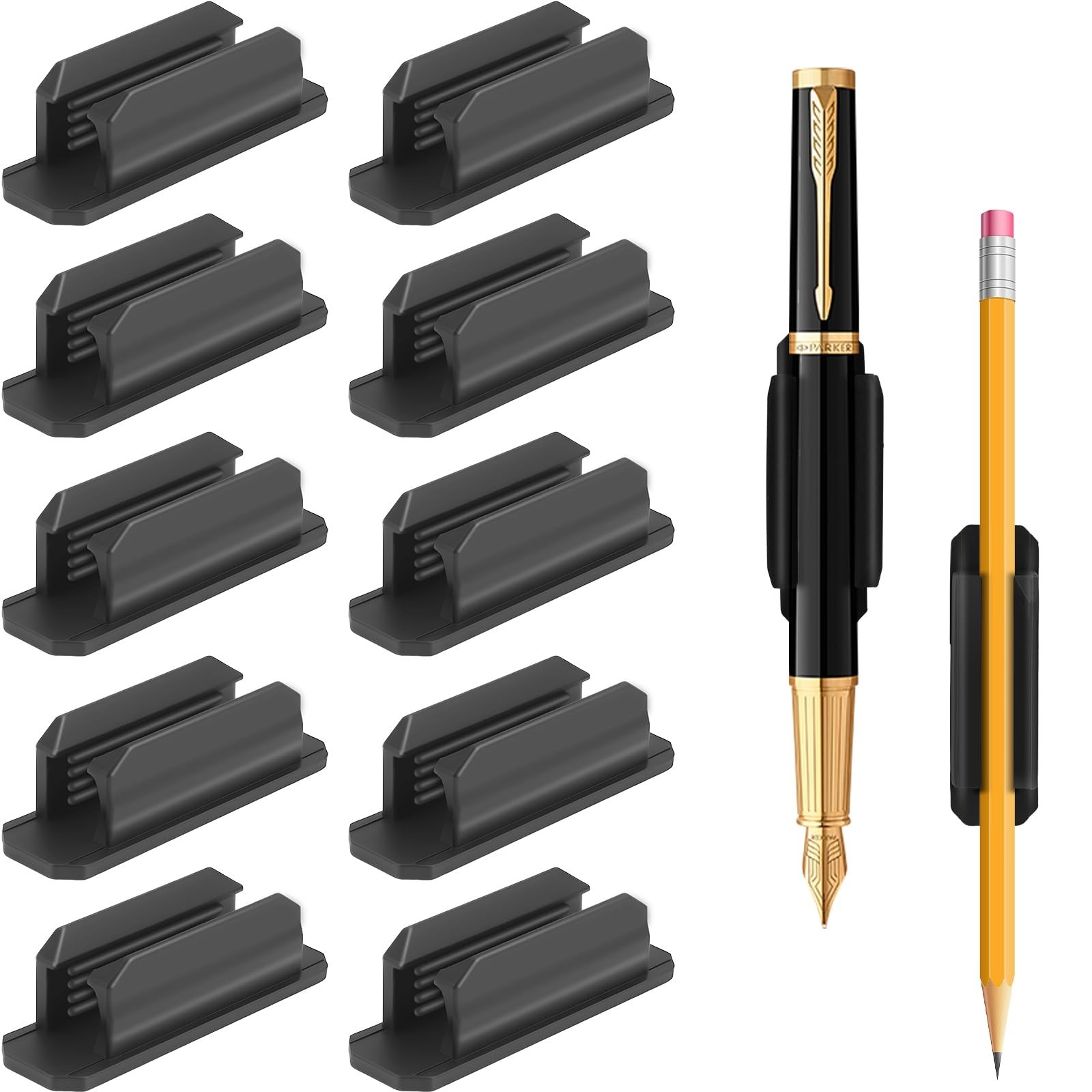 Flexible Silicone Pen Holder 10 Pack Adhesive Pencil Clips for Desk and Wall NEW