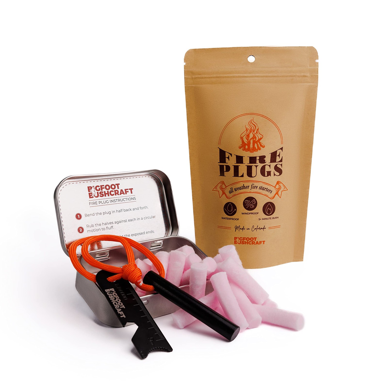 Complete Mini Fire Starting Kit Waterpoof Windproof 5+ Minute Burn Includes 16 F