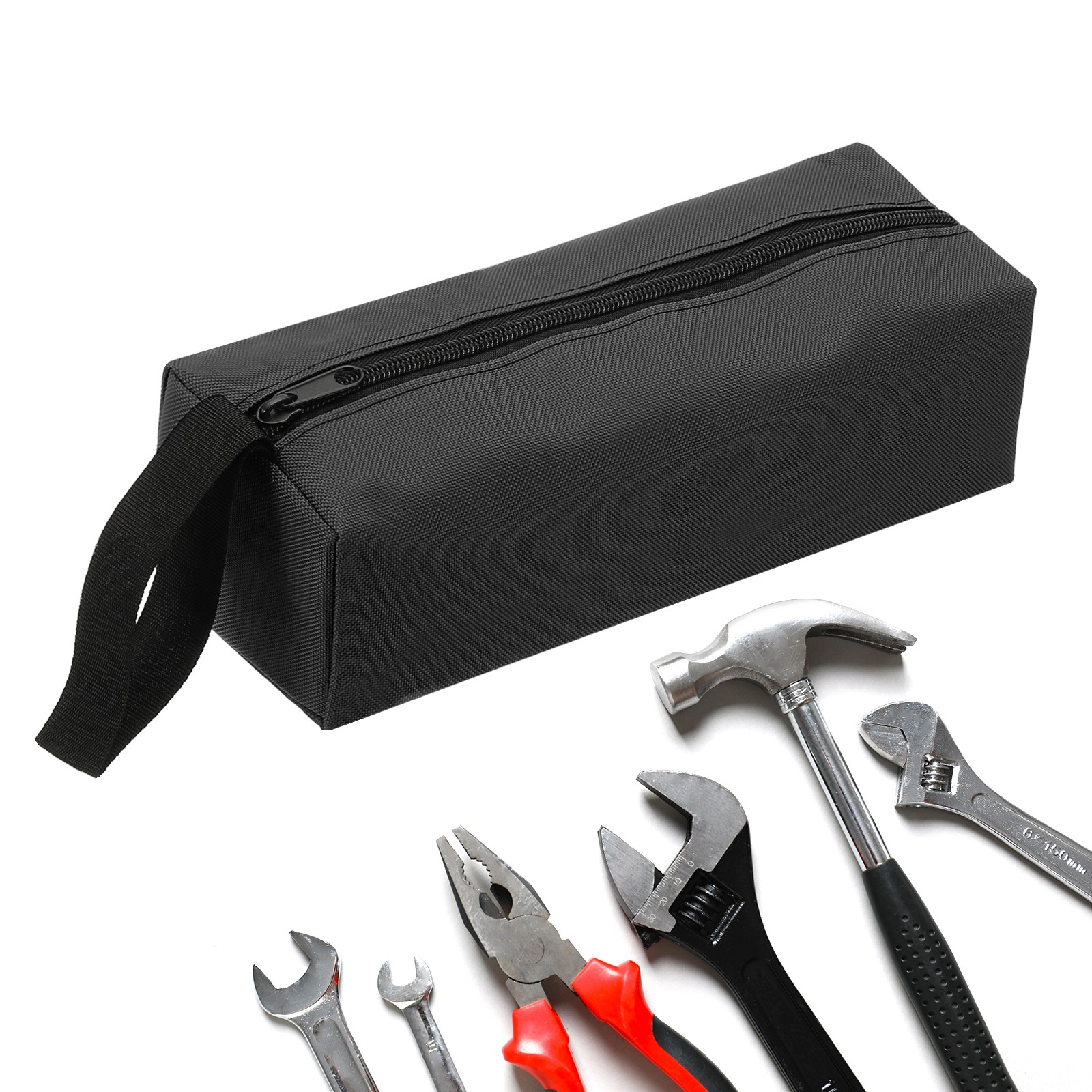 Zipper Utility Tool Bag 9.8x3.3x2.8 Inch Multi-purpose Tote Bag Black