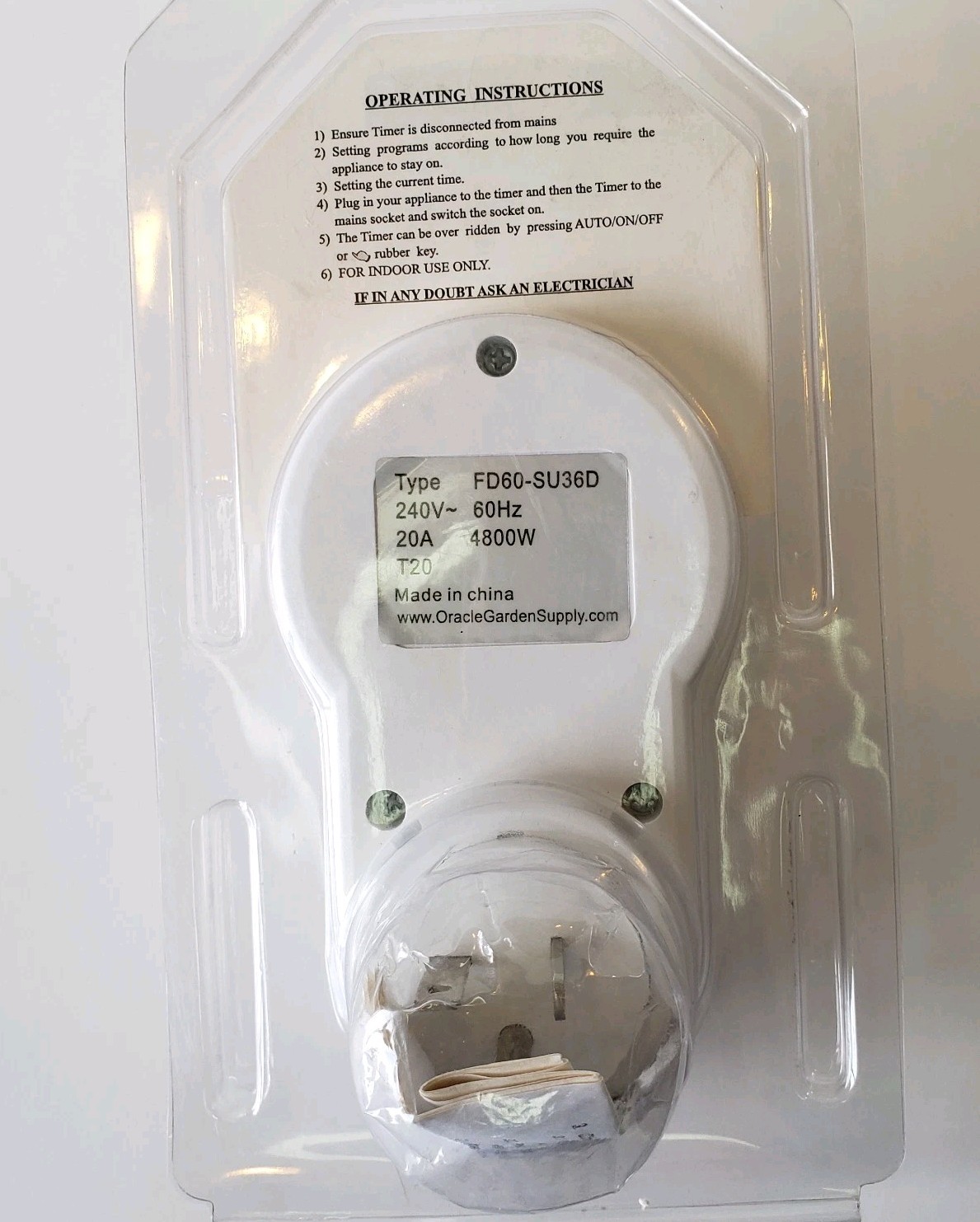 7 Day Digital Programmable Timer 240V Grounded Heavy Duty Hydroponics FD60-SU36D