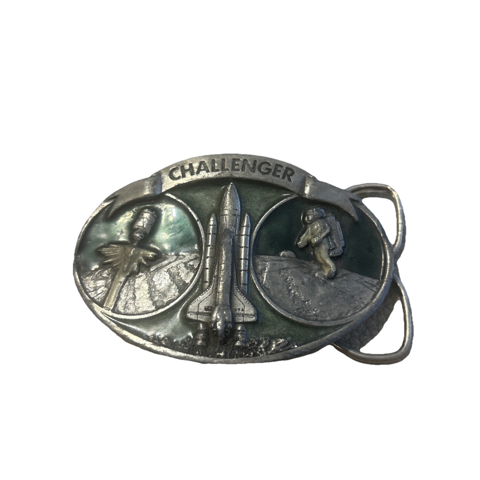 Vintage 1984 Challenger Space Shuttle Astronaut Belt Buckle Bergamot USA Mens