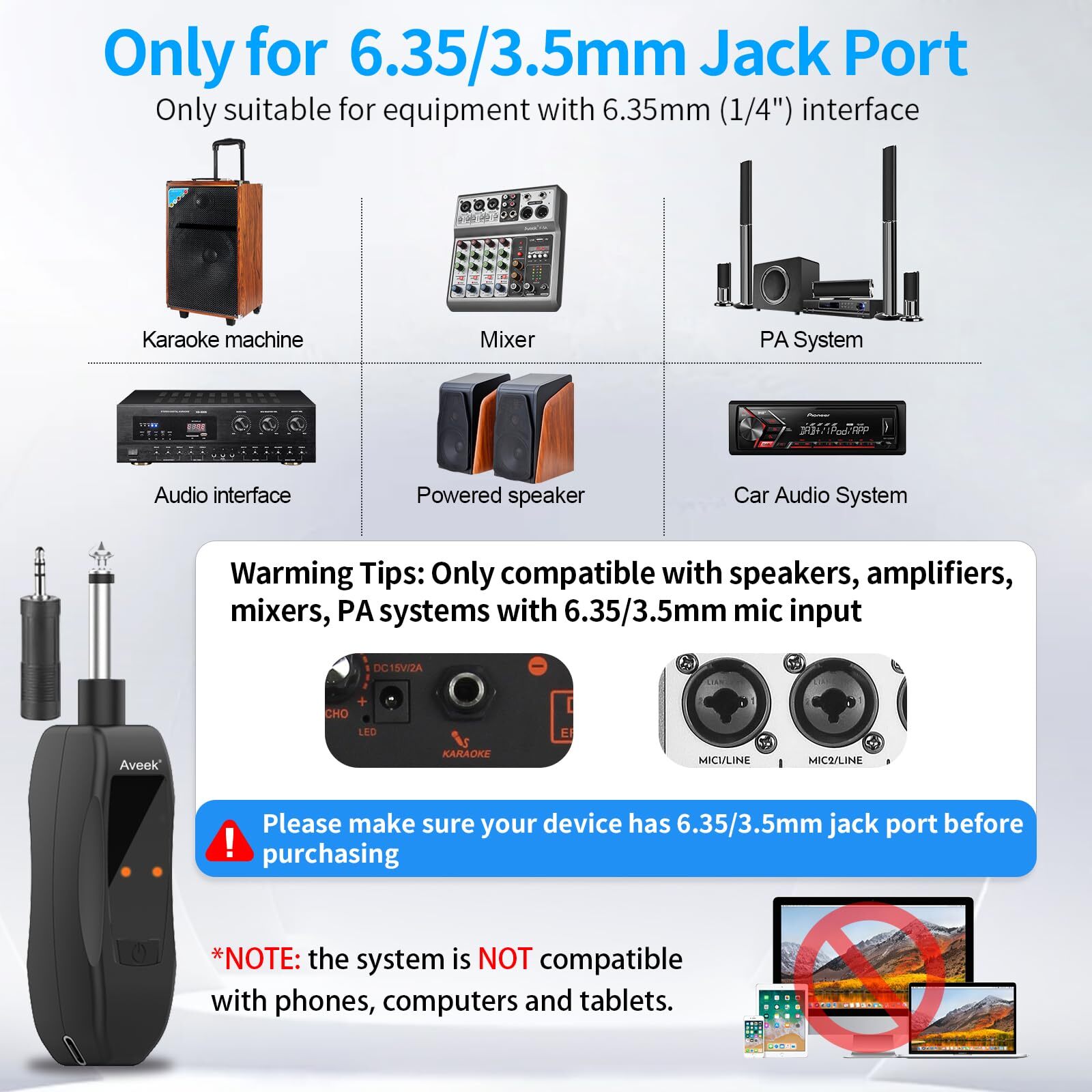 Wireless Microphone Karaoke Handheld Microphonewith Rechargeable Receiverfor ...