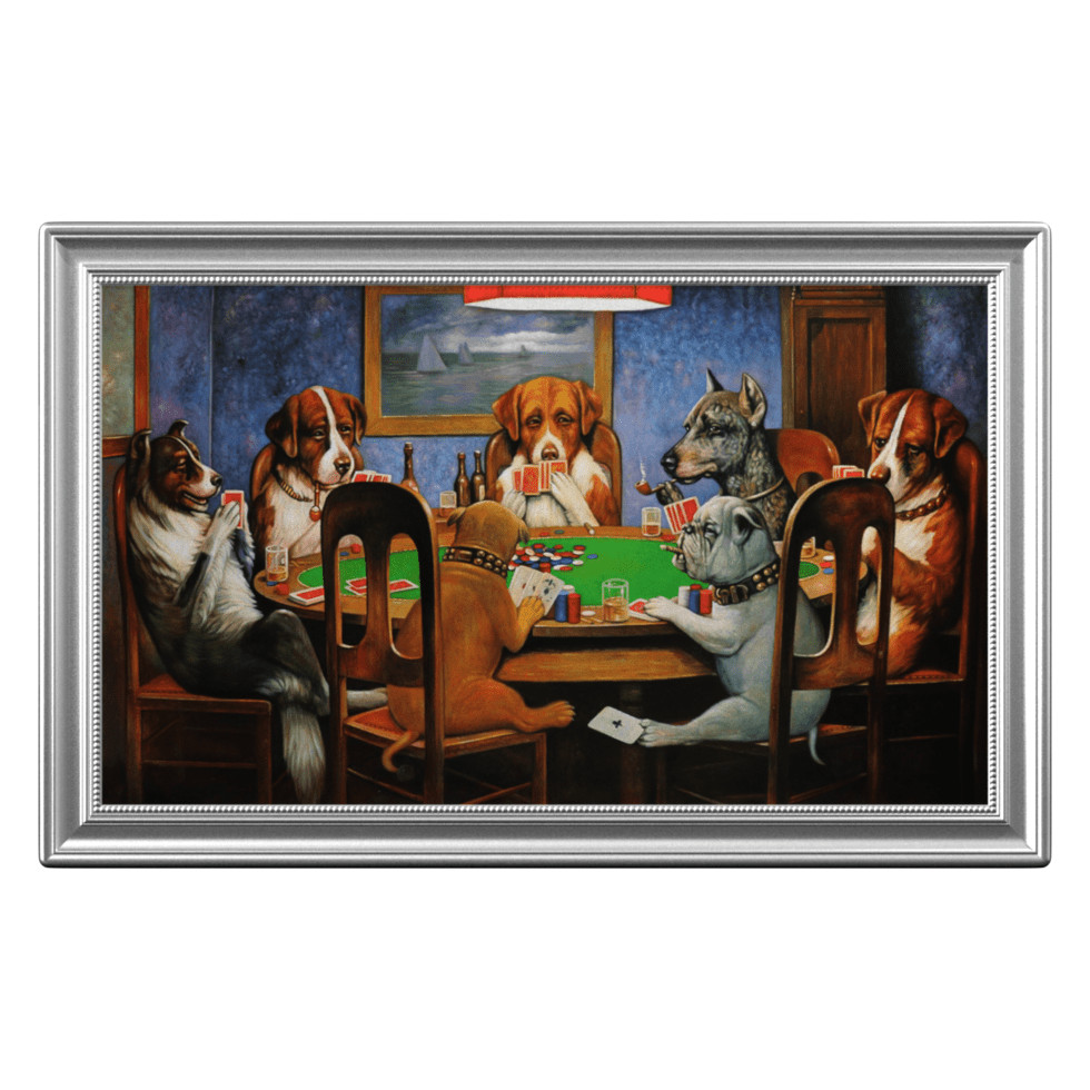 Lithuanian Mint Dogs Playing Poker 1 oz Silver Coin - Original Packaging :