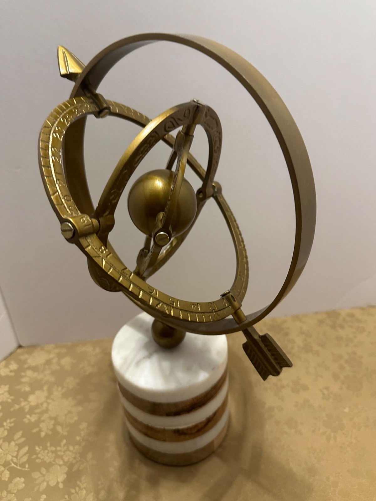 Drexel Heritage Bronze Zodiac Armilary Sphere With Marble Base/Stand  13"