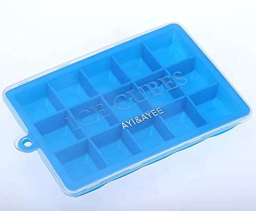 2 Pack 15 Cavities Silicone Ice Cube Trays with Lids for Coffee Beverages