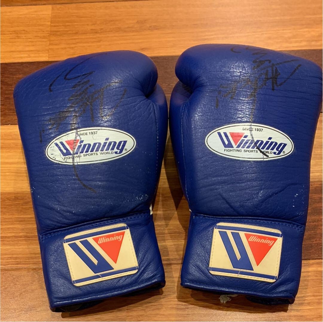 [Winning Genuine] Boxing Gloves 8 oz. MS-200B Blue Signed & used by WBA Champ