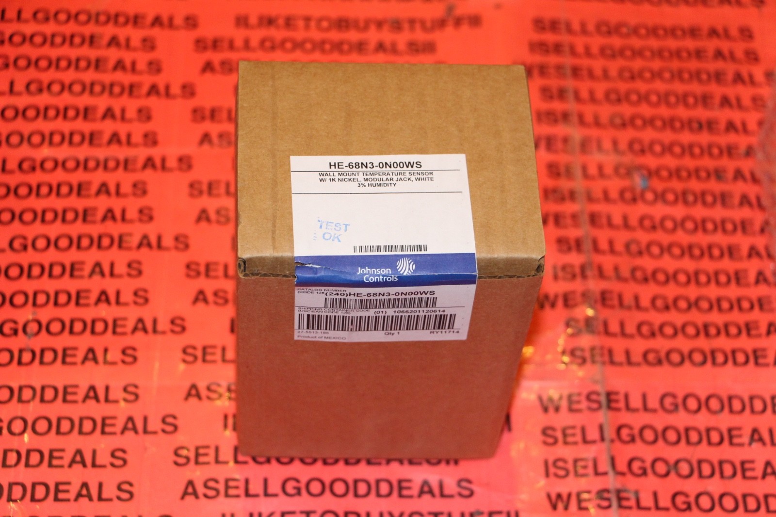 Johnson Controls HE-68N3-0N00WS Wall Mount Temperature Sensor, White New