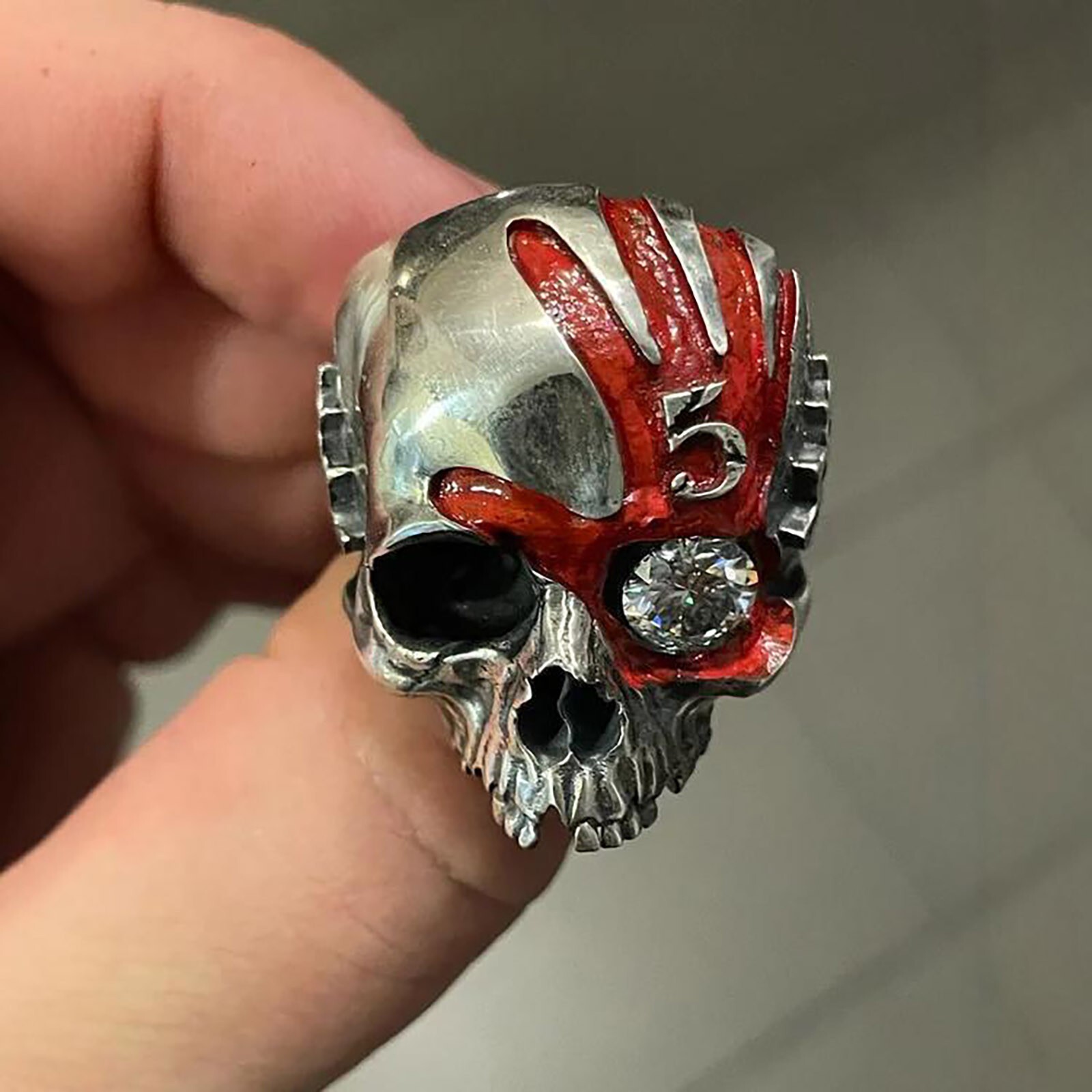Halloween Five Finger Death Punch Retro Vintage Gothic Skeleton Head Party Ring