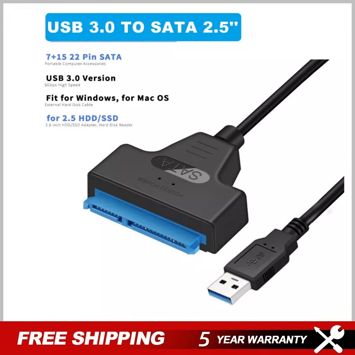 USB 3.0 to Sata 2.5" HDD SSD Adapter Converter Cable For Hard Drive Connector US