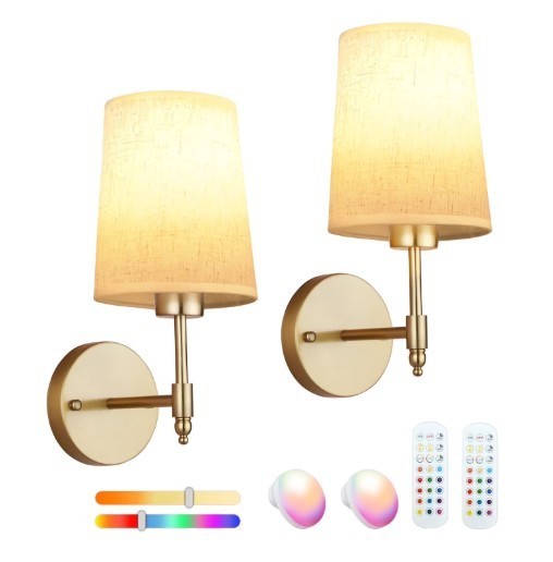 GOLD RECHARGEABLE WALL SCONCE (WIRELESS) w/ REMOTE
