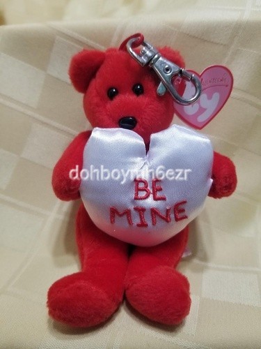 Ty Beanie Babies Baby 2006 Keychain clip Valentine Will You Be Mine Bear Heart