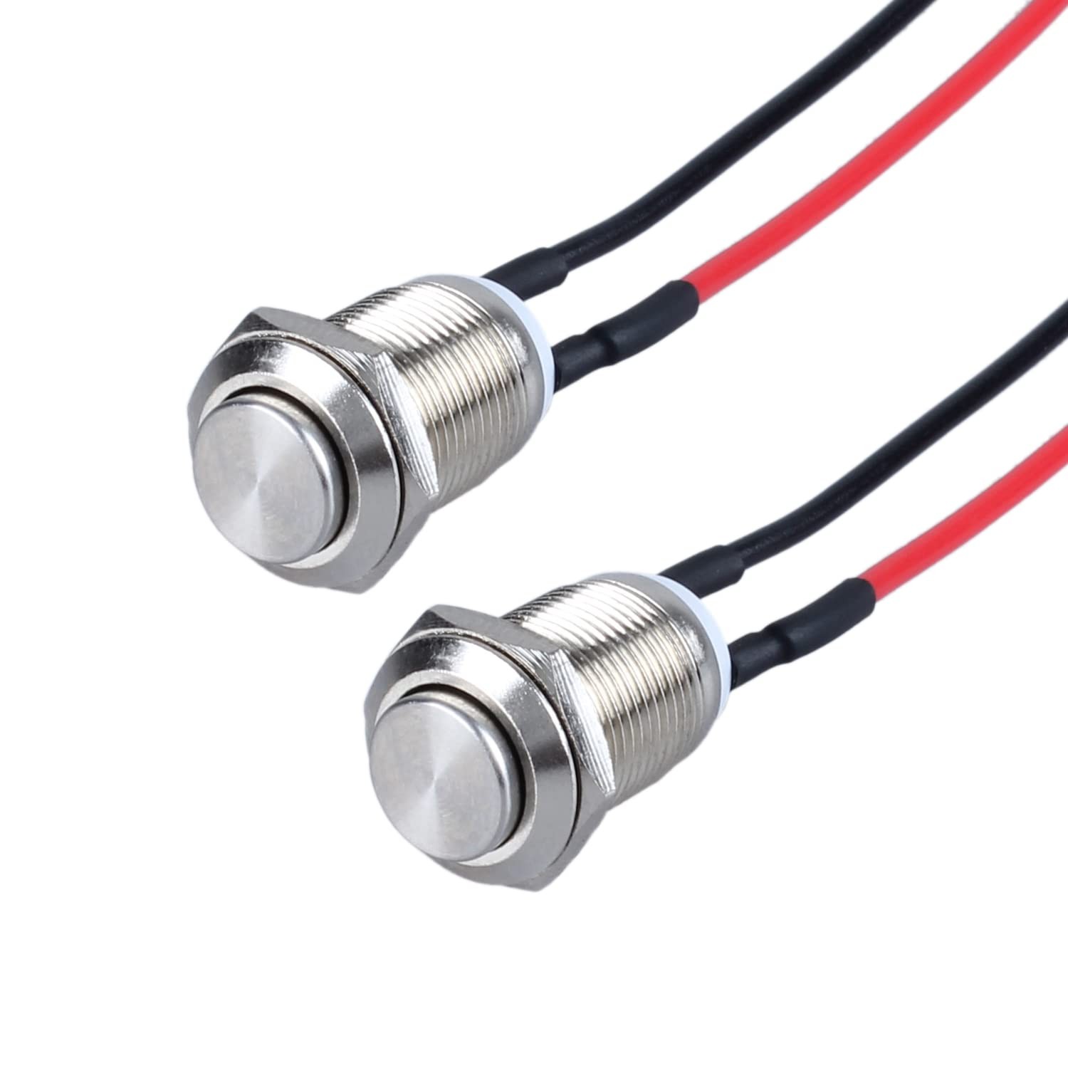 DMWD 2-Pack 12mm Momentary Metal Waterproof Push Button Switch Raised Head 1/...