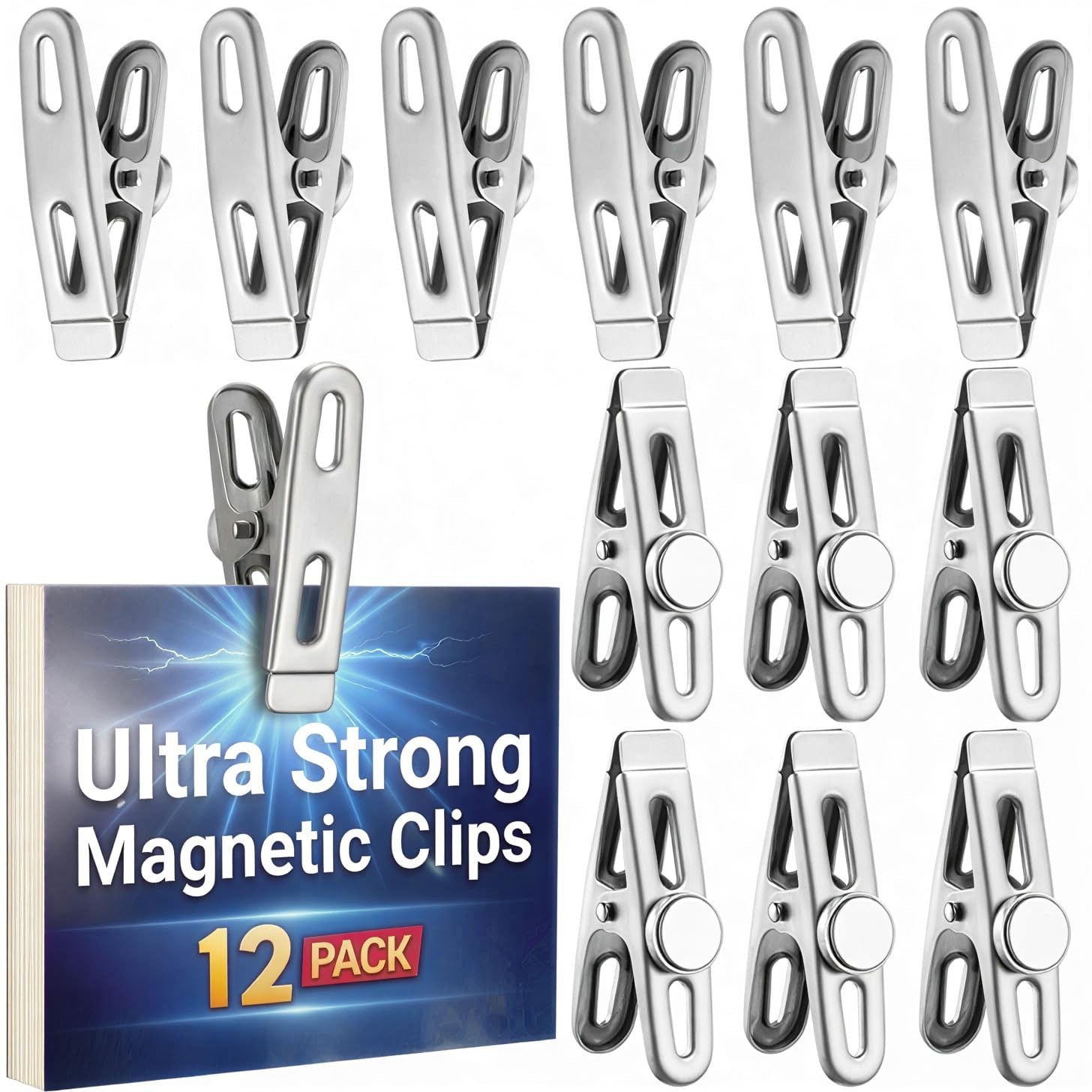 LEYOSOV RM12 Magnetic Chip Bag Clips 12 Pack Fridge Magnets