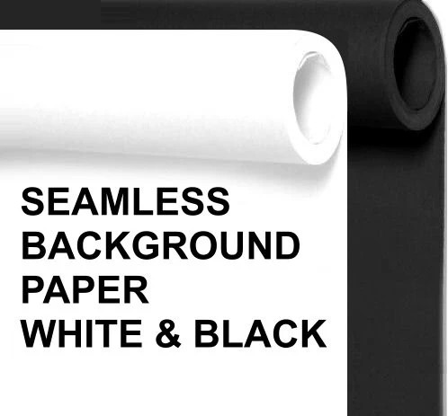 Seamless Photo Background Paper Rolls Black and White, 53 Inches Wide x 36 Feet