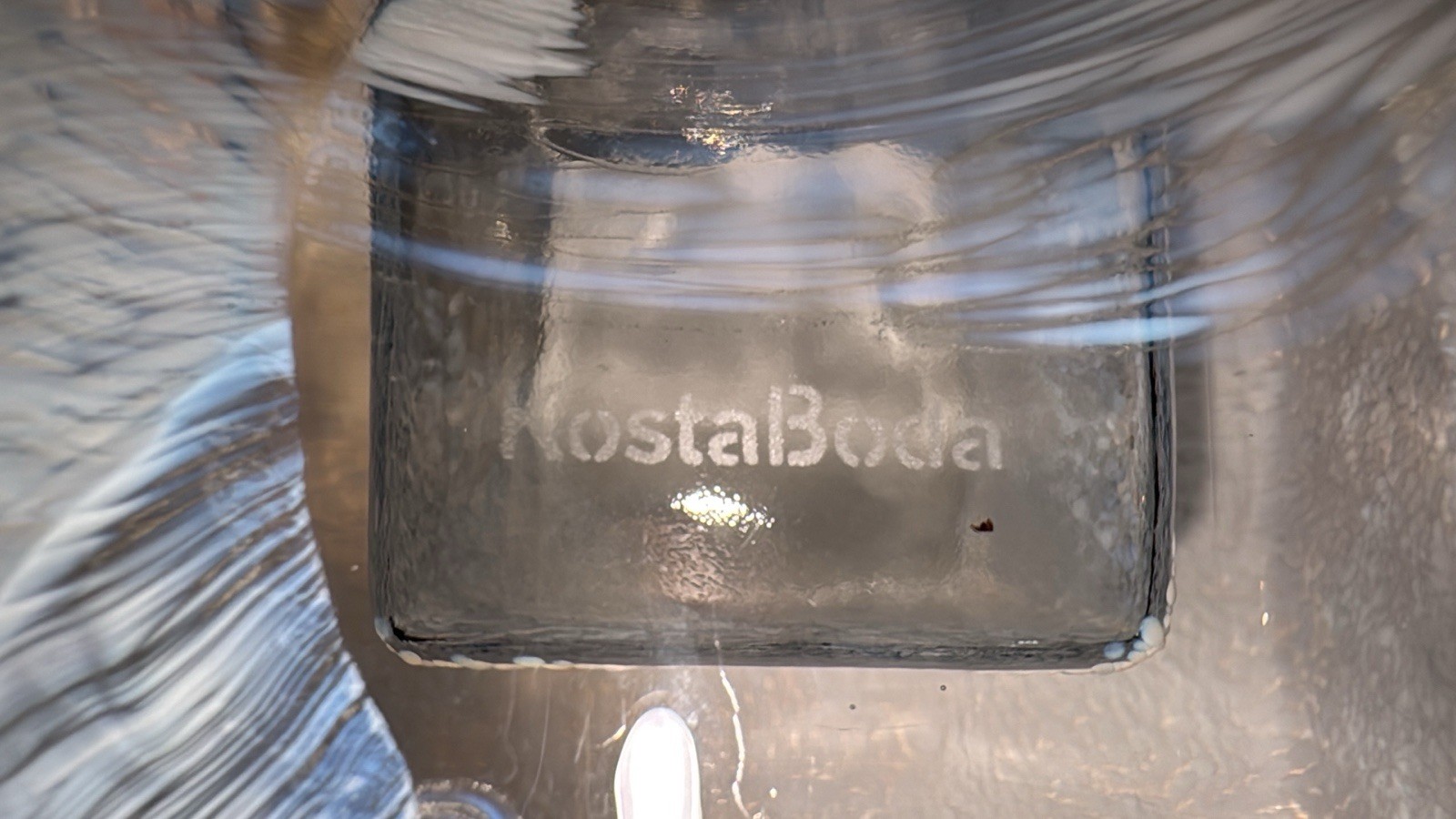 Kosta Boda Ice Block Square Clear Glass Candleholder Mid Century Swedish