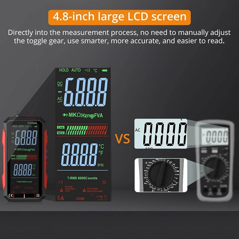 USB Multimeter, Digital Voltmeter with 4.8 LCD Screen, Multi-Test1738-