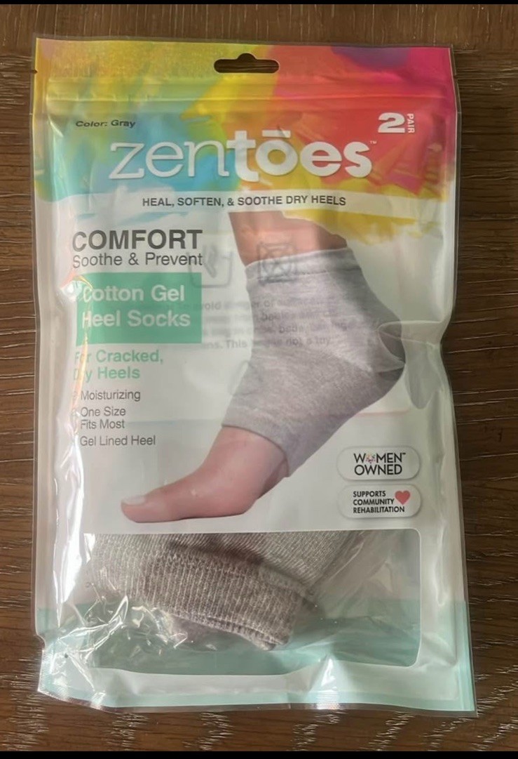 New, Never Opened ZenToes Moisturizing Heel Socks 2 Pairs Gel Lined