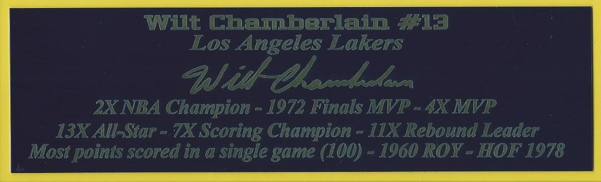 Wilt Chamberlain Autograph Nameplate Los Angeles Lakers Basketball Jersey Photo
