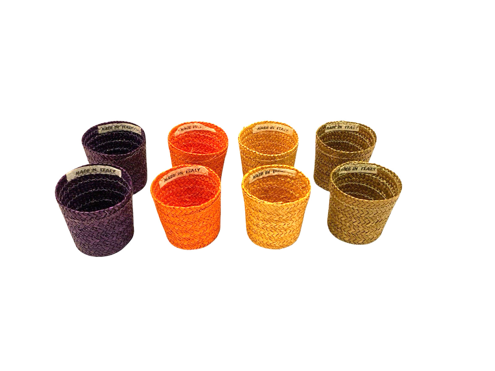 8 Small Baskets VTG 3 X 2.5 inch Picnic Made in Italy Green Orange Yellow Purple