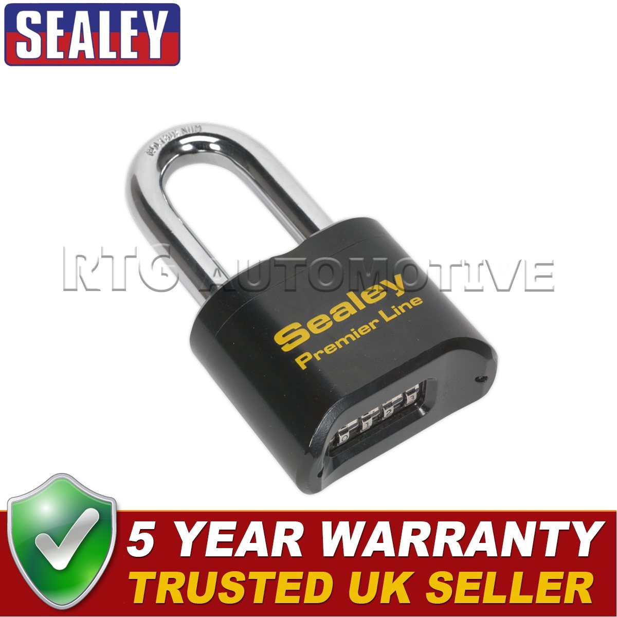 Sealey Premier� Steel Body Combination Padlock Long Shackle 62mm PL603L