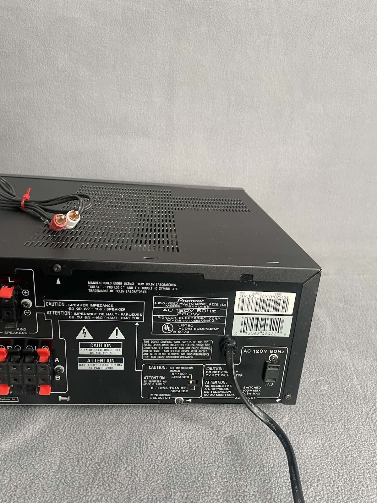 Pioneer Audio/Video 5.1 surround Receiver VSX-D458 280 Watt Powerhouse