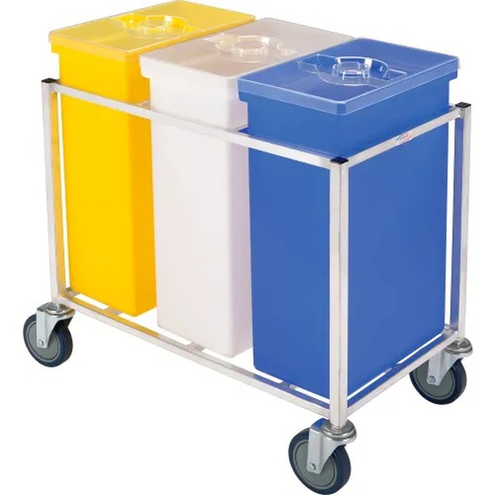 Aluminum Triple Ingredient Bin Cart W/ Bins, 31-1/2"L x 17"W x 28-3/4"H, Silver