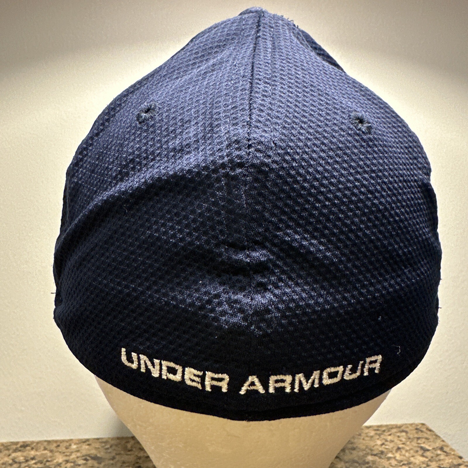 Under Armour White Letters Dark Blue Medium Hat