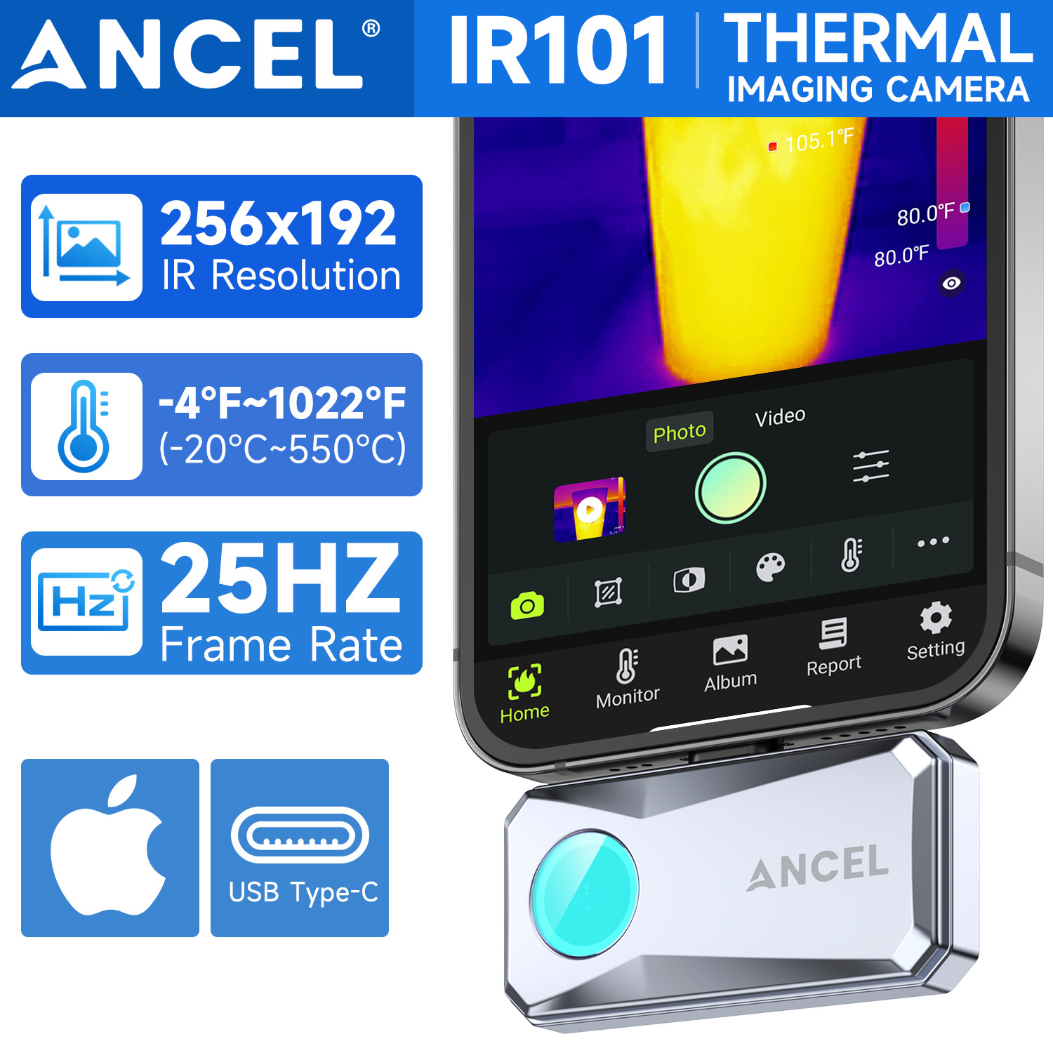 ANCEL IR101 Compact Thermal Imaging Camera for USB-C Android Devices Brand New
