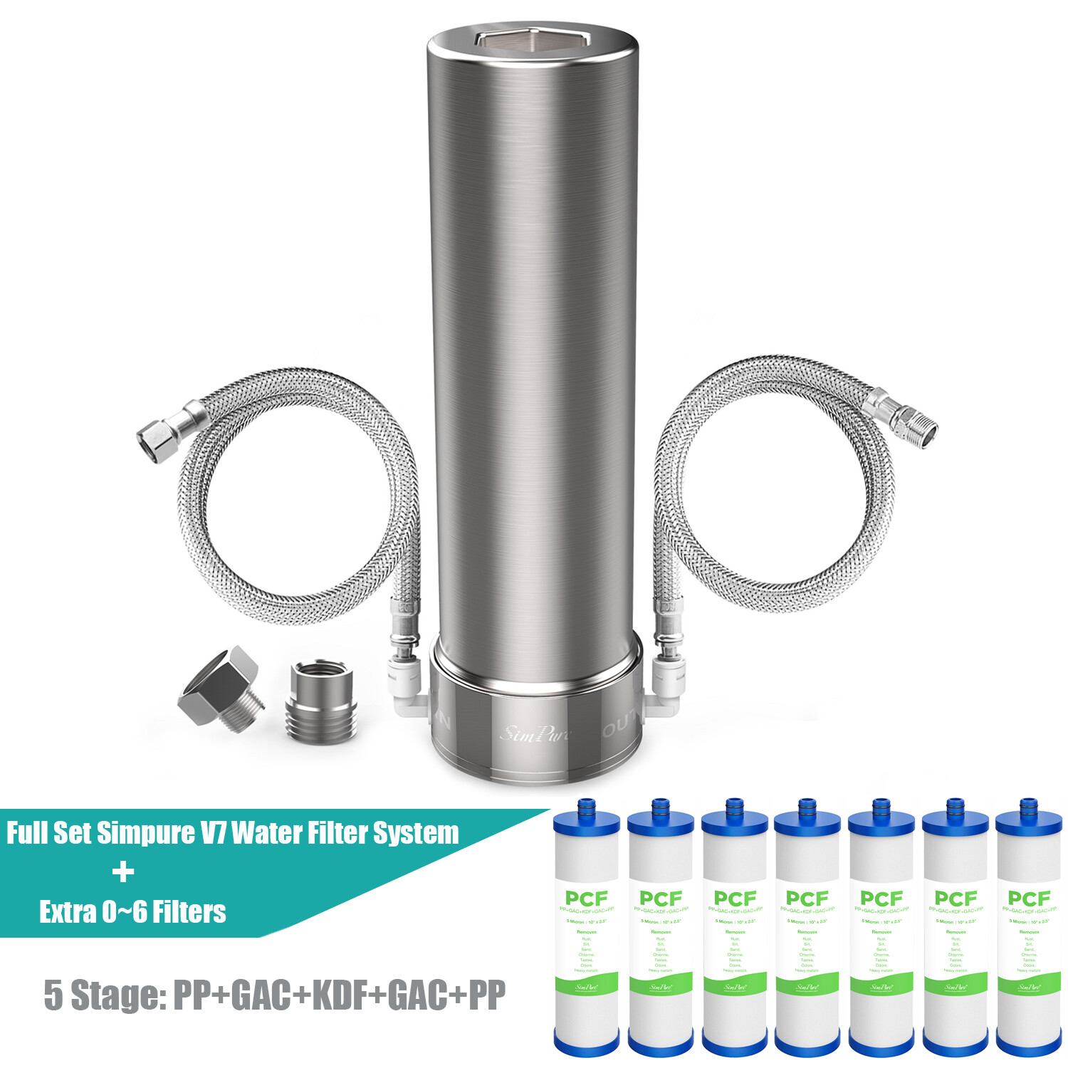 SimPure V7 5 Stage Under Sink Drinking Water Filter Purifier System 20K Gallons
