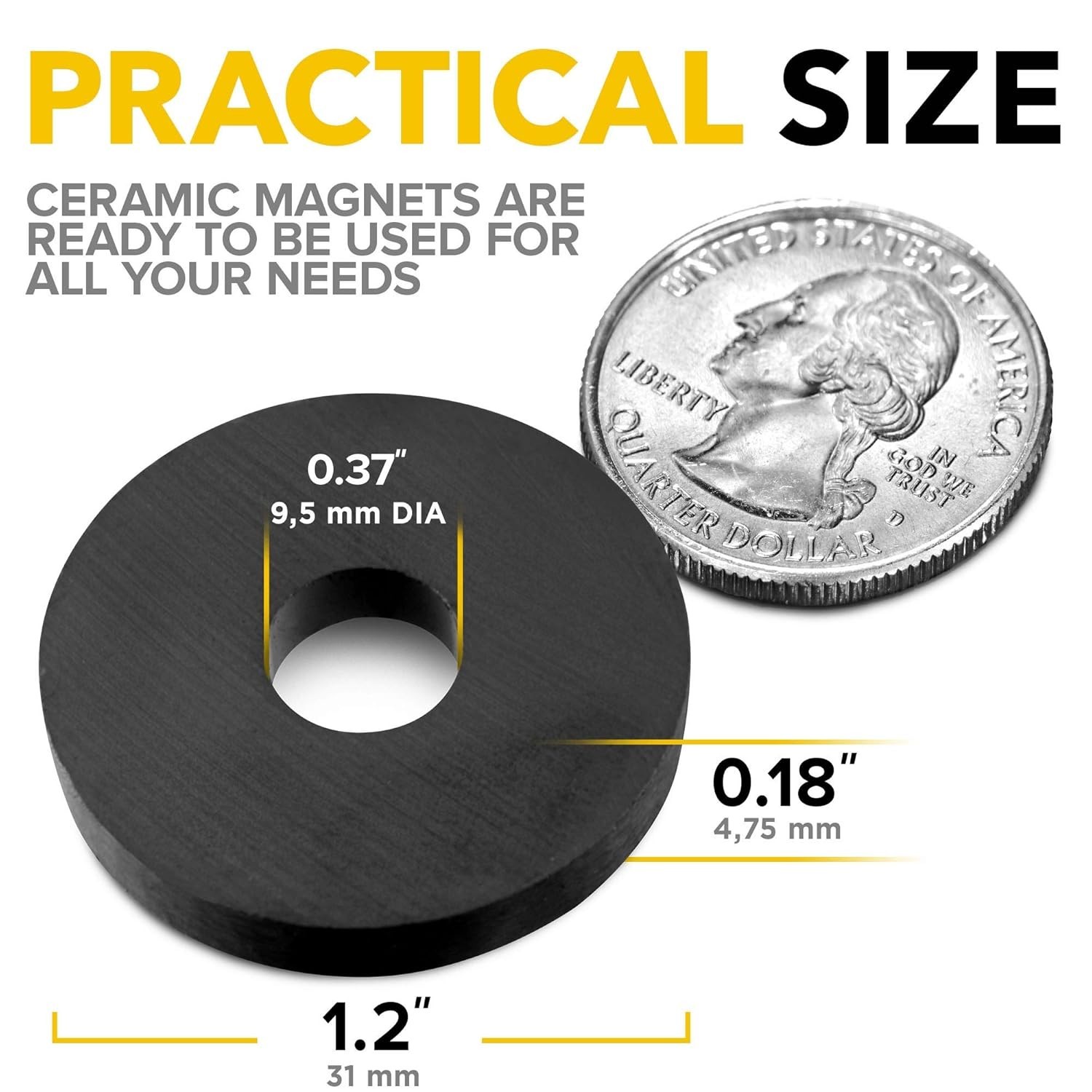 Versatile 40 Pack Ultra Strong Ring Magnets - Perfect for Home & Craft Projects
