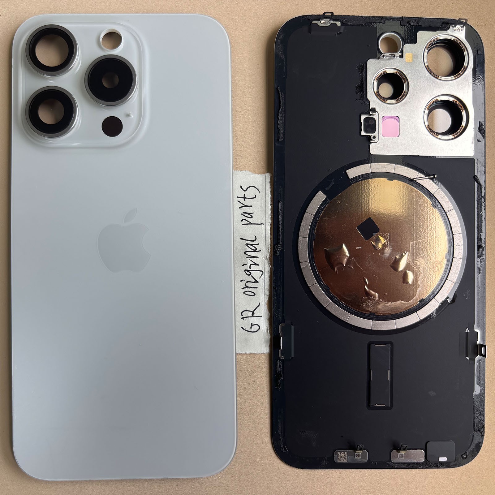 Original iPhone 15 Pro Back Glass Replacement OEM Rear Cover Grade A White Parts