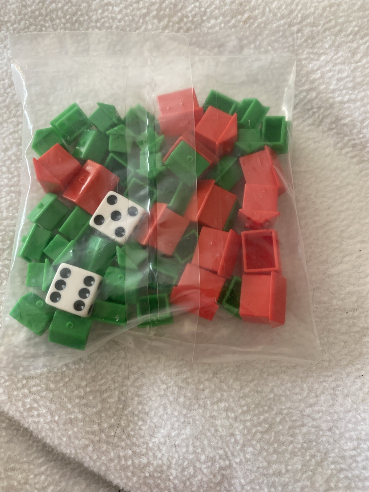 Monopoly Houses and Hotels Dice Complete Set New Sealed Red Green Replacements
